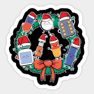 Pharmacist Christmas Wreath - Merry Christmas & Happy New Year Sticker